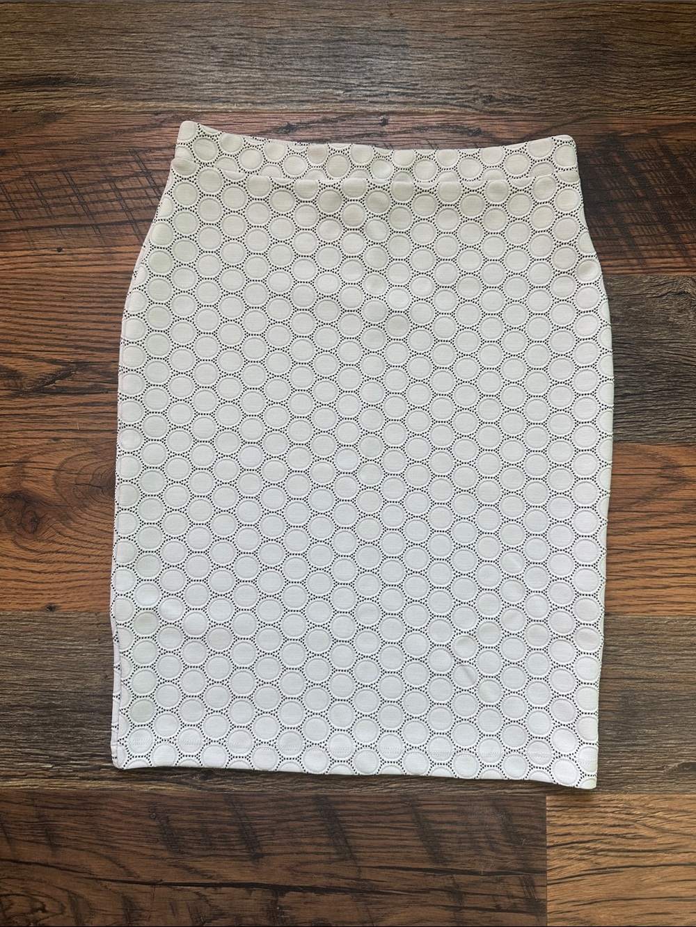 Leota White Circle-Print Pencil Skirt